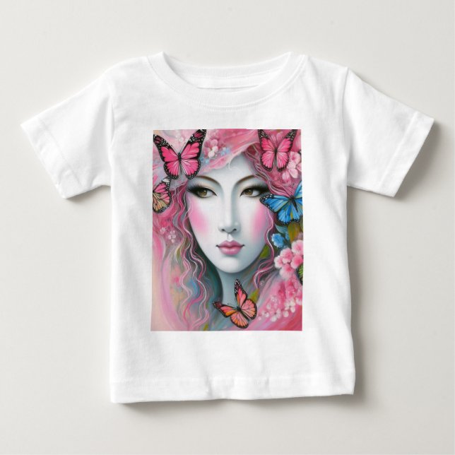 Camiseta Para Bebê Mulher com borboletas (Frente)