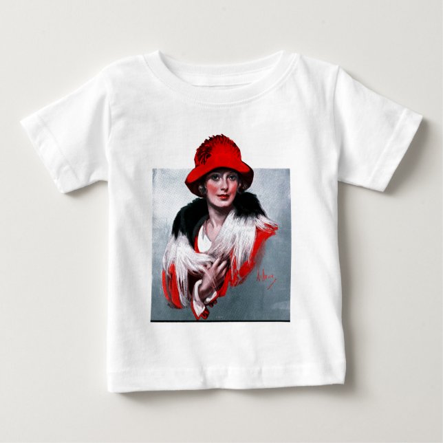 Camiseta Para Bebê Mulher no Chapéu Vermelho (Frente)