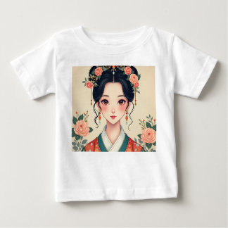 Camiseta Para Bebê Mulher vestindo roupas coreanas tradicionais