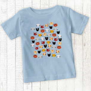 Camiseta Para Bebê Múltiplos Gatos de Cubo