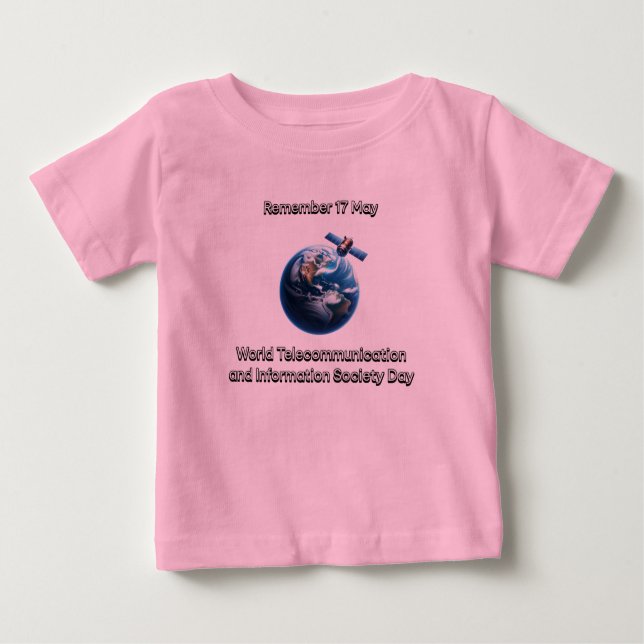 Camiseta Para Bebê Mundo das Telecomunicações e da Sociedade da Infor (Frente)