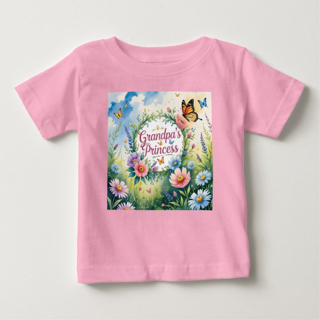 Camiseta Para Bebê Mundo de Conto de Fadas Princesa do Vovô (Frente)