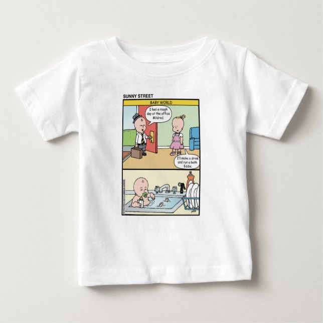 Camiseta Para Bebê Mundo do bebê da rua ensolarada (Frente)