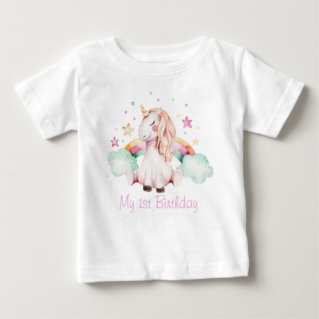 Camiseta Para Bebê Mundo mágico do unicórnio (Frente)