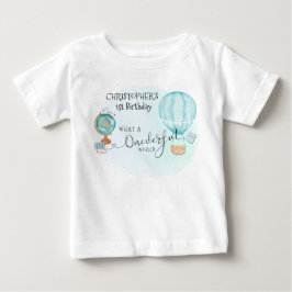 Camiseta Para Bebê MUNDO ONE derful Balão Vermelho 1º Aniversário