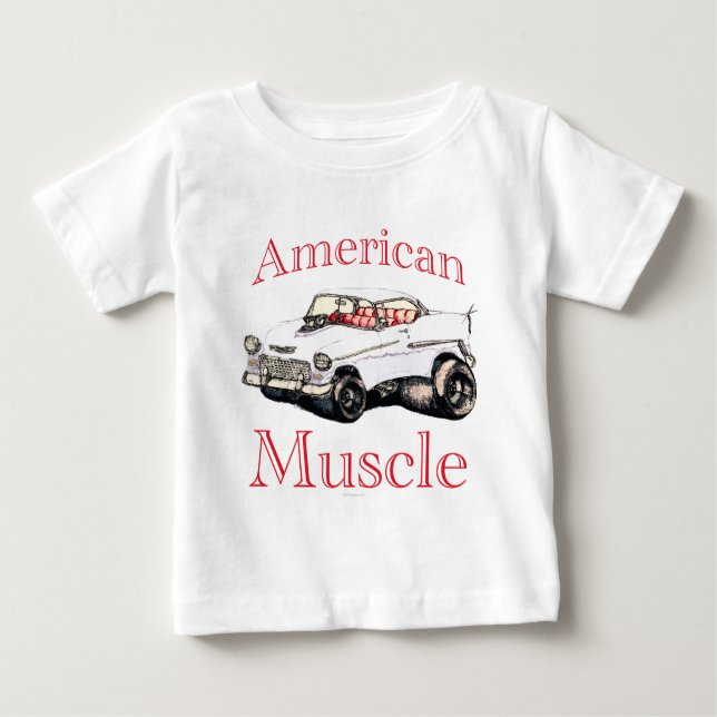 Camiseta Para Bebê músculo 55 americano chevy (Frente)