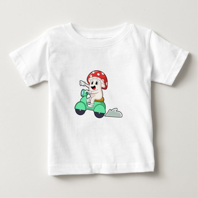 Camiseta Para Bebê Mushroom as Biker with Scooter.PNG (Frente)