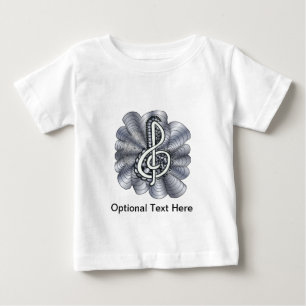 Camiseta Para Bebê Music Treble Clef Silver