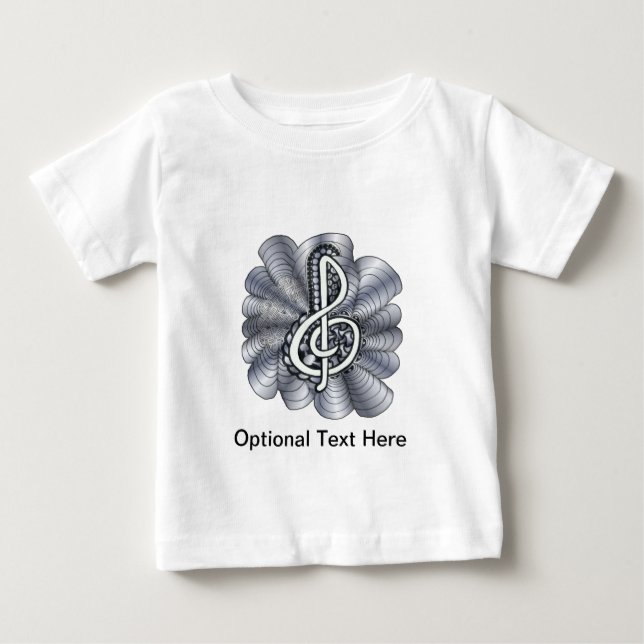 Camiseta Para Bebê Music Treble Clef Silver (Frente)