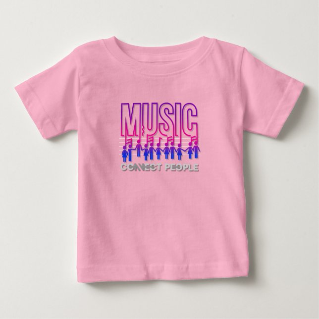 Camiseta Para Bebê Música Conecta Pessoas | (Frente)