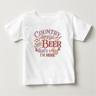 Camiseta Para Bebê Música country e música country da cerveja