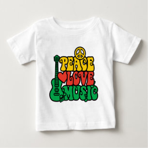 Camiseta Para Bebê Música do amor da paz da reggae