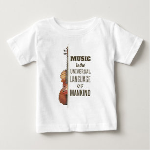 Camiseta Para Bebê Música o T do plissado da língua universal