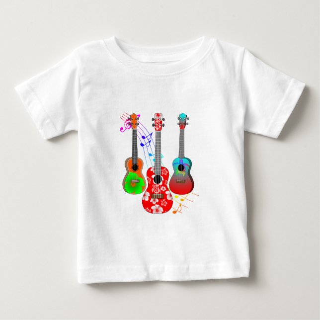 Camiseta Para Bebê Música tropical do jogador do Ukulele da ilha (Frente)
