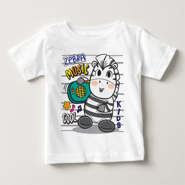 Camiseta Para Bebê Música zebra (Frente)