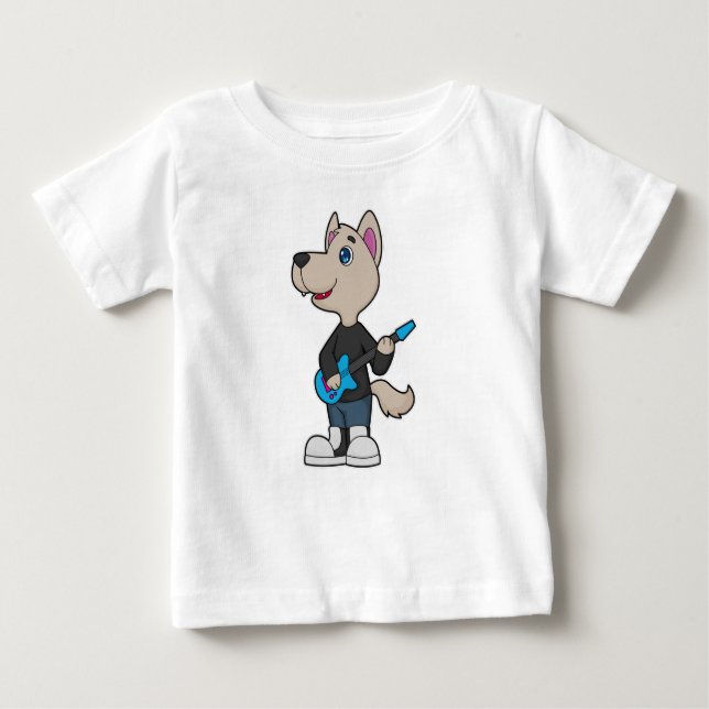 Camiseta Para Bebê Musical do Cão Música do Violão (Frente)
