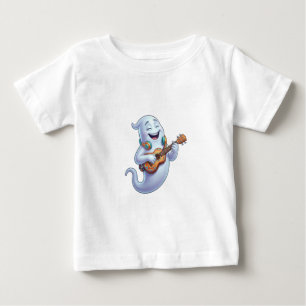 Camiseta Para Bebê Músico Fantasma Assustador Arte Musical de Hallowe