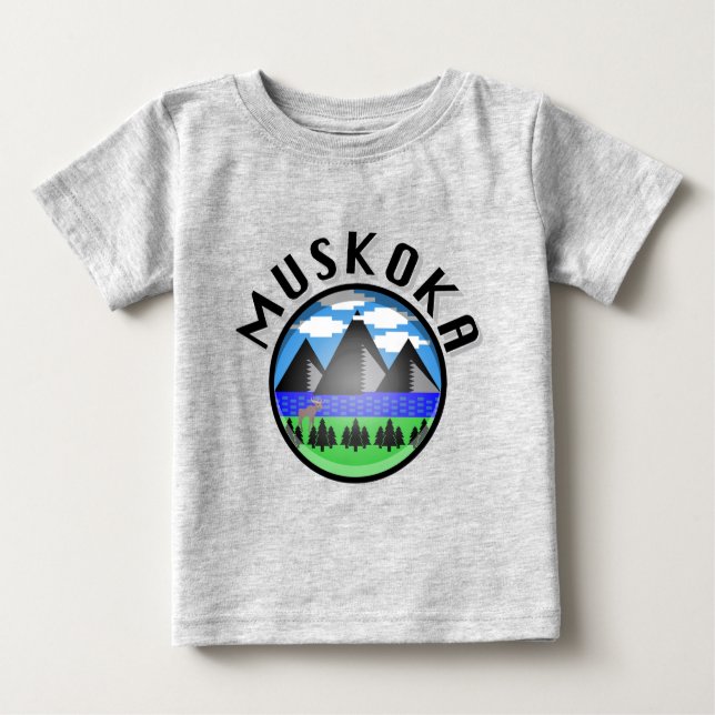 Camiseta Para Bebê Muskoka Design (Versão 2) - Baby Fine Jersey T-Sh (Frente)