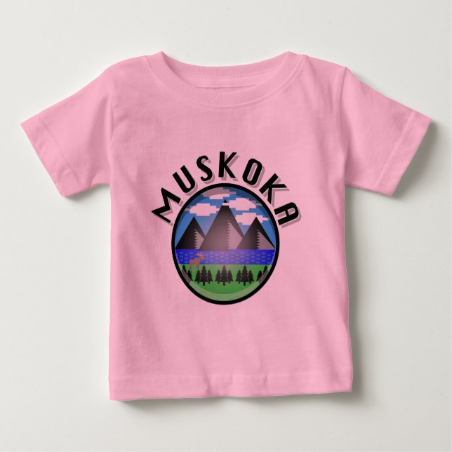 Camiseta Para Bebê Muskoka Design (Versão 2) - Baby Fine Jersey T-Sh (Frente)