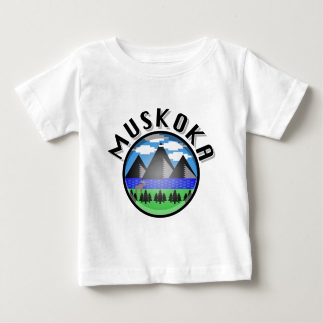 Camiseta Para Bebê Muskoka Design (Versão 2) - Baby Fine Jersey T-Sh (Frente)
