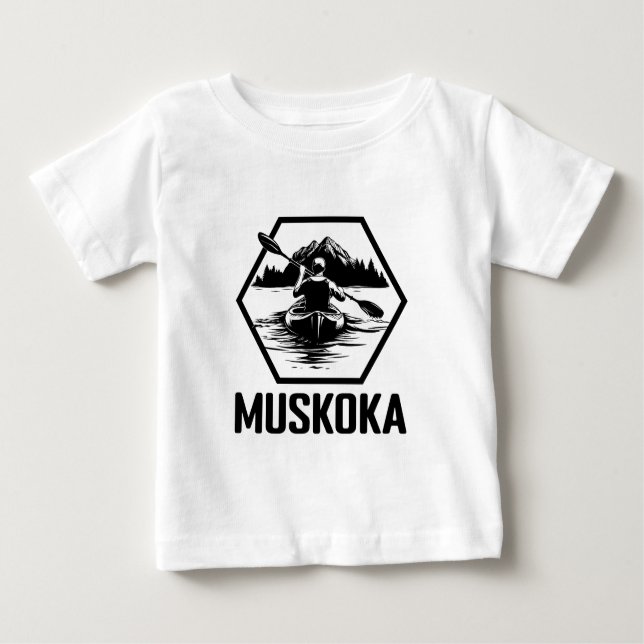 Camiseta Para Bebê Muskoka Ontario Kayaker - Baby Fine Jersey T-Shirt (Frente)