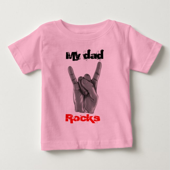Camiseta Para Bebê My dad rocks (Frente)