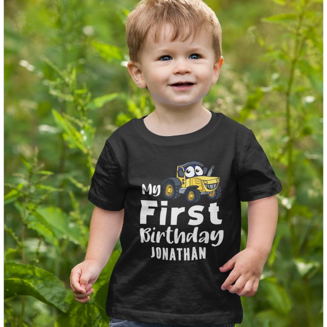 Camiseta Para Bebê My First Birthday Cute Tractor Boy (Criador carregado)