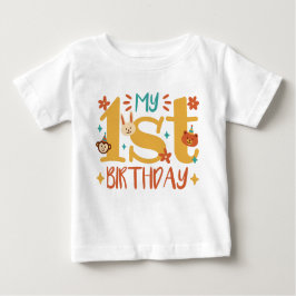 Camiseta Para Bebê "My first birthday" with cute animals