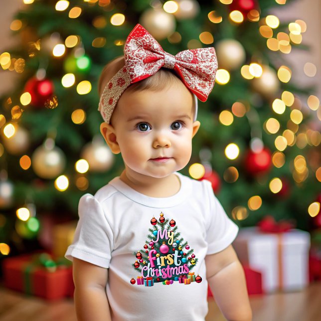 Camiseta Para Bebê My First Christmas (Criador carregado)