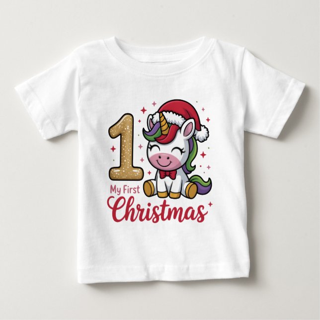 Camiseta Para Bebê My First Christmas 2025: A Magical Baby Milestone (Frente)