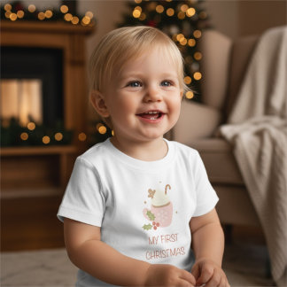 Camiseta Para Bebê My First Christmas Baby T-Shirt Girl Outfit