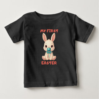 Camiseta Para Bebê My First Easter – Cute baby bunny with pacifier