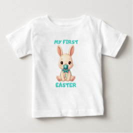 Camiseta Para Bebê My First Easter – Cute baby bunny with pacifier