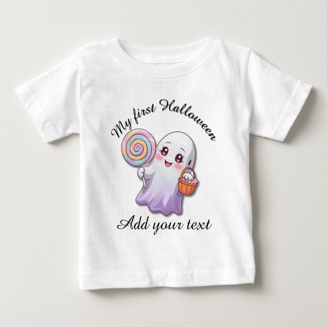 Camiseta Para Bebê My First Halloween Ghost Baby Tee (Frente)