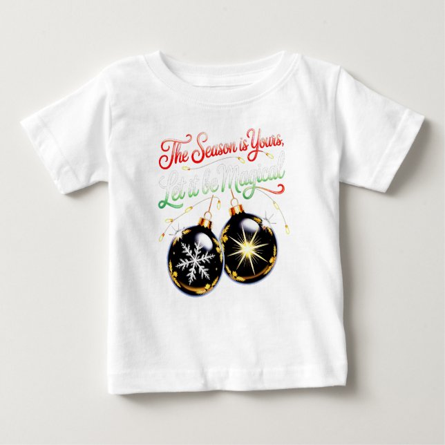 Camiseta Para Bebê "My First Magical Christmas" Festive Ornament Chri (Frente)