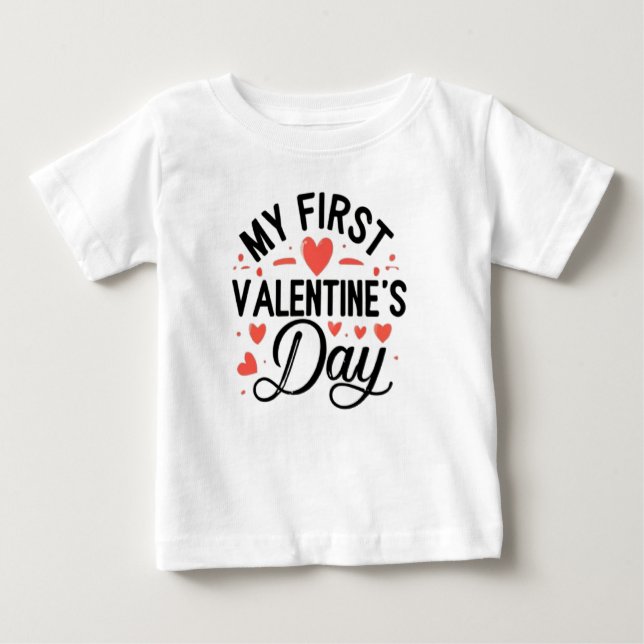 Camiseta Para Bebê My first Valentine's Day (Frente)