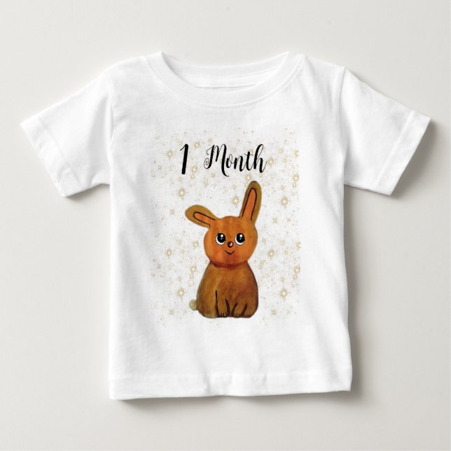 Camiseta Para Bebê My Monthly Hapiness magic rabbit (Frente)