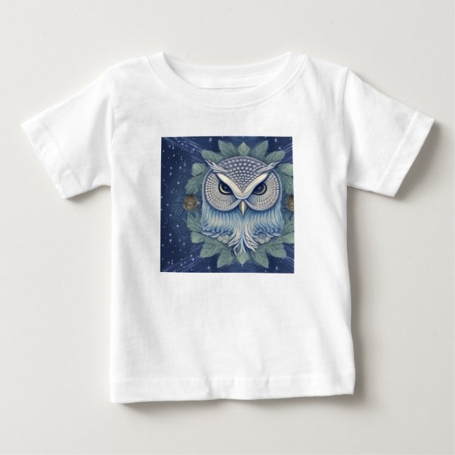 Camiseta Para Bebê Mystical Fantasy Forest Owl (Frente)