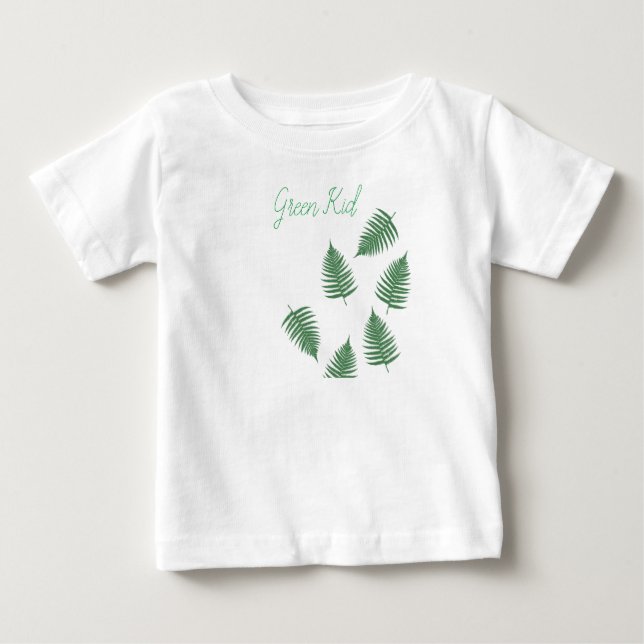 Camiseta Para Bebê Na moda Green Kid Lucky Fern Bebê Roupa (Frente)