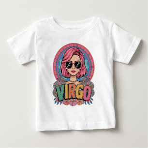 Camiseta Para Bebê Na moda Retro Virgo Mulher-Vírus - Sinal Zodiac Co