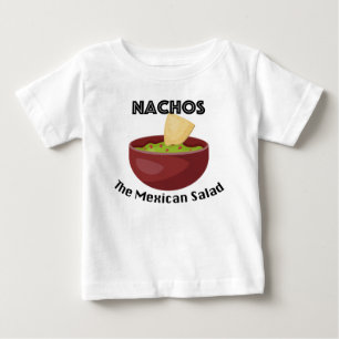 Camiseta Para Bebê Nachos, A Salada Mexicana - Baby Fine Jersey T-Shi