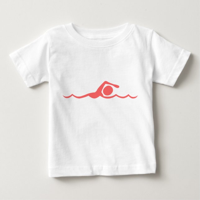 Camiseta Para Bebê Nadação - Rosa Tropical (Frente)