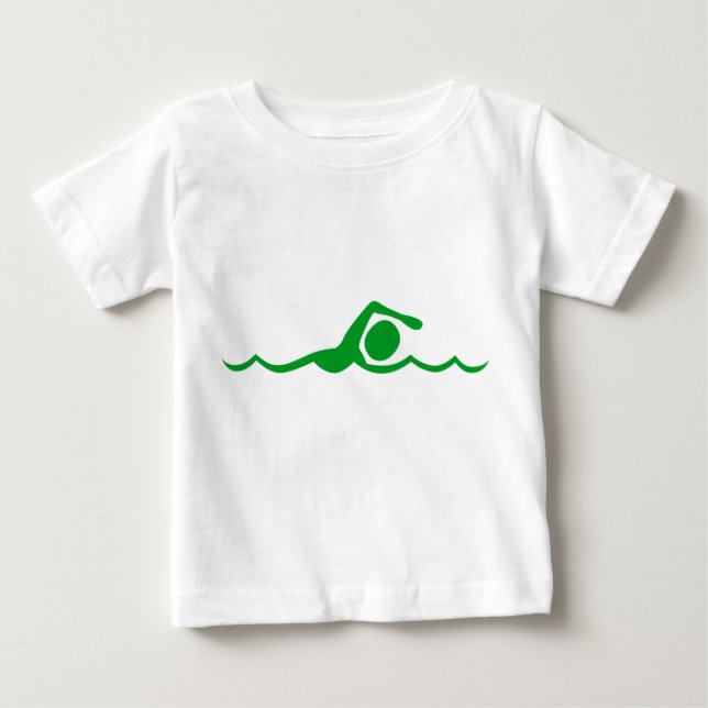 Camiseta Para Bebê Nadação - Verde-Grama (Frente)