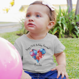 Camiseta Para Bebê Name, July 4th Bicycles Heart 3mos to 24mos
