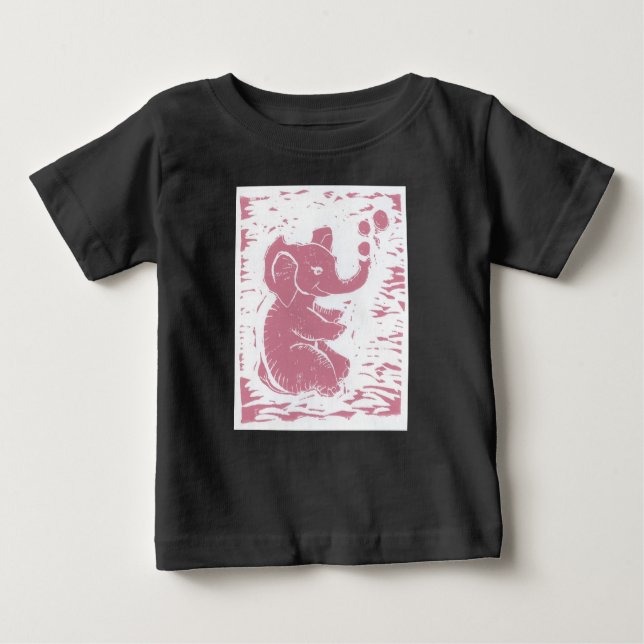 Camiseta Para Bebê Namorado de Elefante Rosa (Frente)