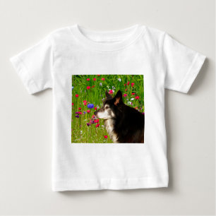 Camiseta Para Bebê Namorados Border Collie com belas flores