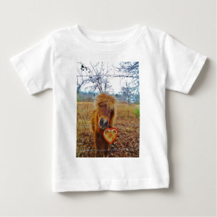 Camiseta Para Bebê Namorados Coração Miniatura Cavalo Marrom