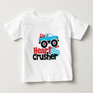 Camiseta Para Bebê Namorados de Cruzador do Coração de Caminhão-Azul