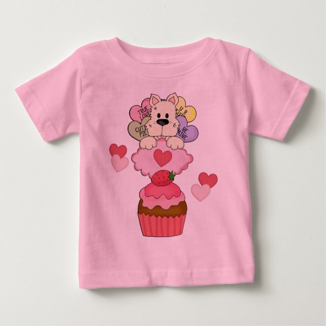 Camiseta Para Bebê Namorados de puppy de Cupcake (Frente)