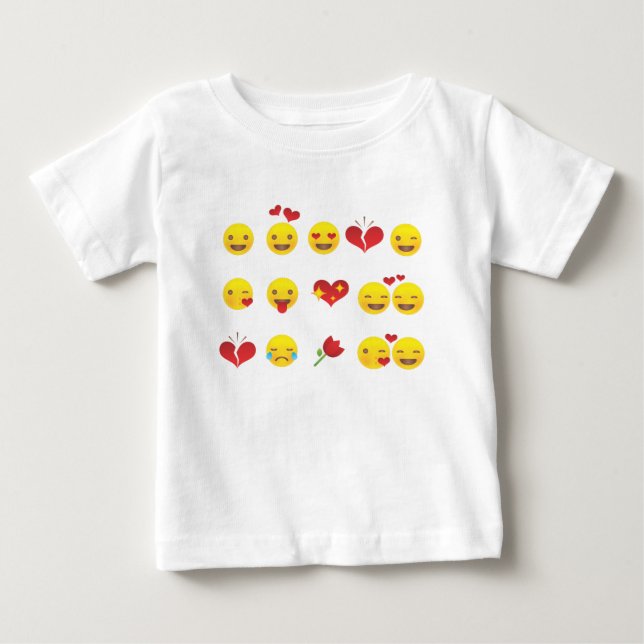 Camiseta Para Bebê Namorados Emojis (Frente)